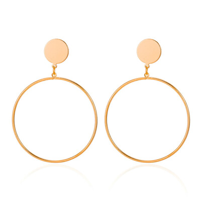 #ad 5 Pairs Lot Earrings Round Geometry Circle Hollow Gold Plated Wholesale $35.95