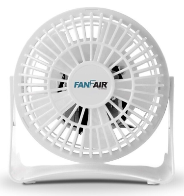 #ad FANFAIR 4” Personal Desk Fan 5 wing Durable propeller adjust vertically –White $9.97
