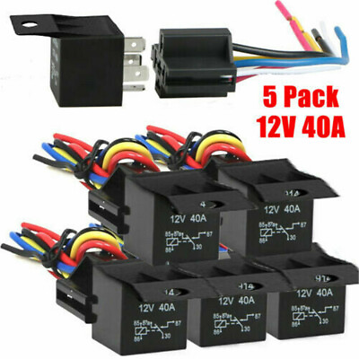 #ad 10Pcs 12V 30 40 Amp 4 Pin SPST Automotive Relay with Wires amp; Harness Socket Set $11.85