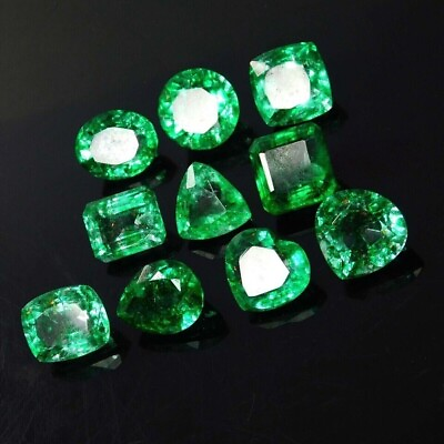 #ad 60 Ct Certified Natural Colombian Mix Cut Green Emerald Loose Gemstone Lot $38.49