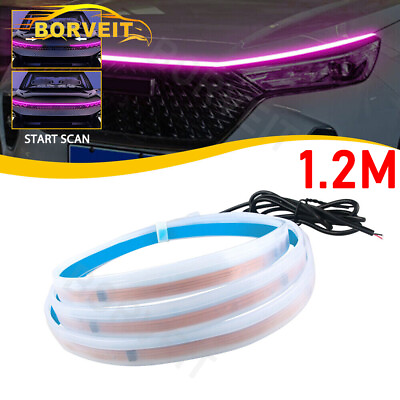 #ad Purple LED DRL Lamp Hood Strip Lights Engine Cover Steady On For BWM $16.29