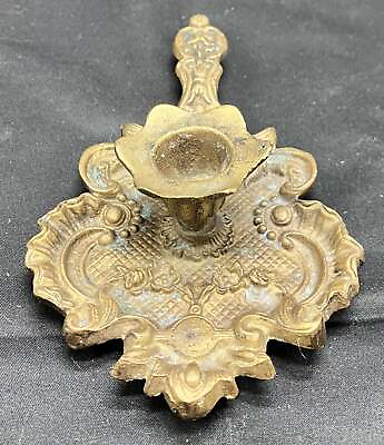 #ad Brass Shabbat Candle Holder Antique Very Rare $19.95
