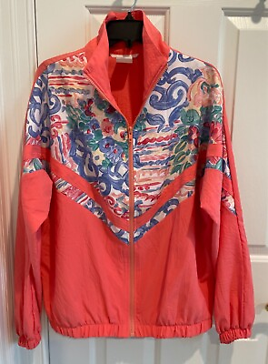 #ad Vintage Full Zip Windbreaker Jacket Golden Girls Style. Ladies M $22.00