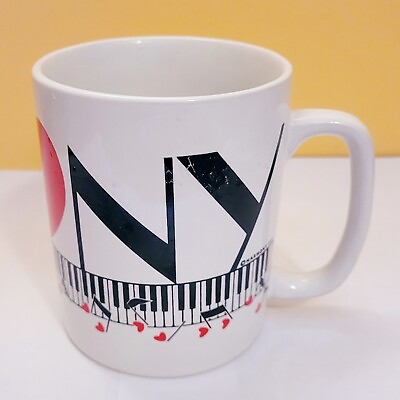 #ad I Heart NY Piano Keys Music Notes Coffee Cup Mug Souvenir Free Shipping $18.00