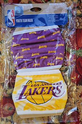 #ad LA Lakers Washable Face Masks 2 Pack NEW NBA Youth Size Team Mask $5.99