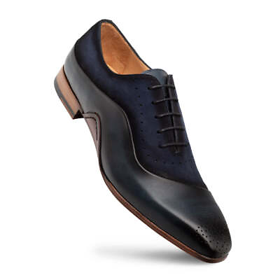 #ad NEW Mezlan Genuine Leather Dress Shoe Classic AFFARI MEDALLION TOE OXFORD Blue $395.00