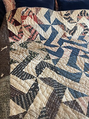 #ad Antique Handmade quilt Patchwork Americana Pinwheel Spiderlegs $399.00