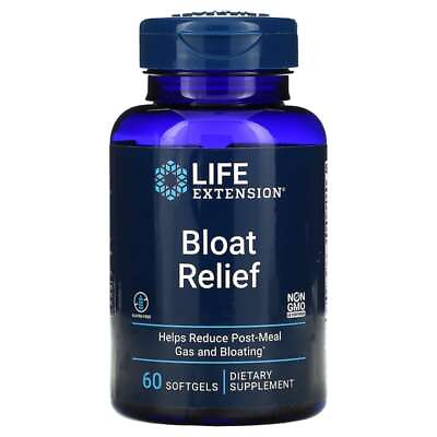 #ad Life Extension Bloat Relief Help Reduce Post Meal Gas Bloating 60 Gels Ginger $26.25