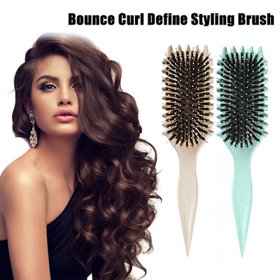 #ad Women Bounce Curl Defining Brush Boar Bristle Hair Brush Styling Comb Tool US * $5.46