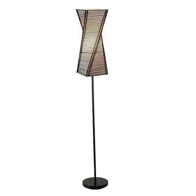 #ad Adesso Floor Lamp Stix Woven Cane Shad Metal Pole And Base 6#x27; Cord 68quot; Black $96.35