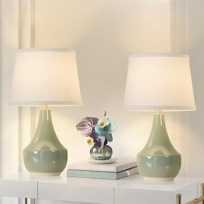#ad Table Lamp Set of 2 Ceramic Table Lamp Classic Sage Green;White Lampshade $88.09