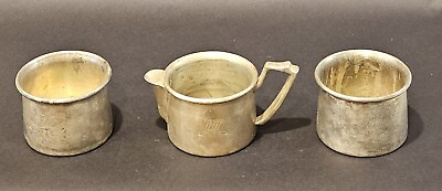 #ad Antique United Airlines Nickle Silver Set Creamer Pot amp; Two Cups $195.00