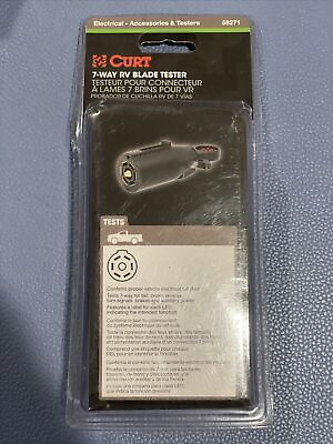 #ad CURT 58271 7 Pin RV Blade Trailer Wiring Towing Vehicle Socket Tester Black $27.95