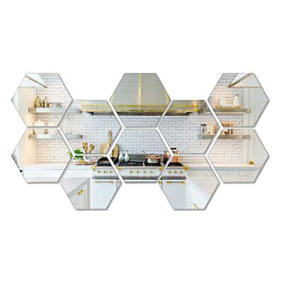 #ad 10 Pieces Hexagonal Mirror Wall Mirror Glass Mirror Mirrors Decor for Home Be... $40.92