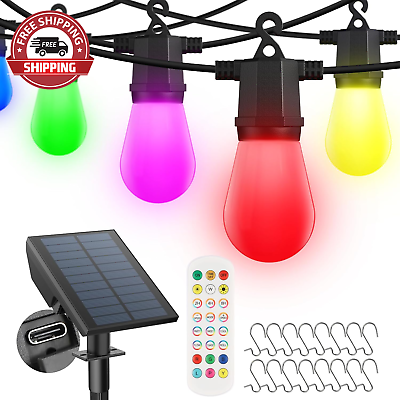 #ad Solar Outdoor String Lights48Ft Color Changing String Lights with 16 Shatterpro $27.84