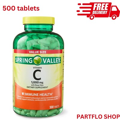 #ad Spring Valley 1000 mg Vitamin C with Rose Hips 500 Tablets $12.47