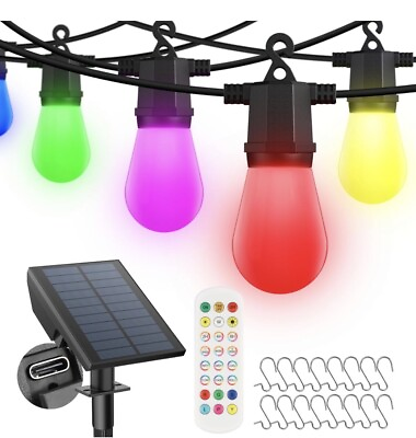 #ad Solar Outdoor String Lights 48f t color Changing String Light with 16 Bulbs $35.99