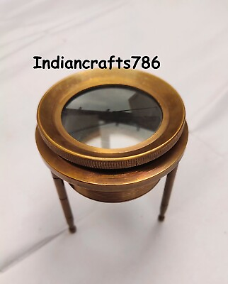 #ad Vintage Antique Style Brass Magnifying Adjustable Glass Lens Desktop Gift $29.11