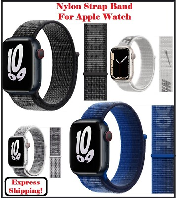 #ad #ad Nylon Strap Band For Apple Watch Series 38 40 41 44 45mm 7 6 5 4 3 SE Luxury New $2.89