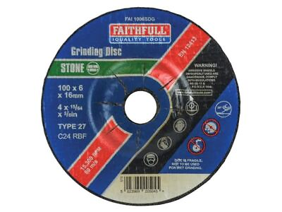#ad Faithfull Grinding Disc for Stone Depressed Centre 100 x 6 x 16mm $16.95
