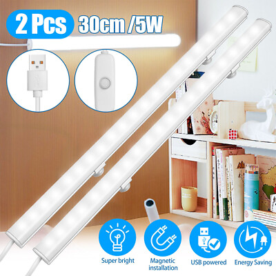 #ad 2X LED Kitchen Under Cabinet Closet Shelf Lighting Strip Bar USB Light Lamp Kit $9.48