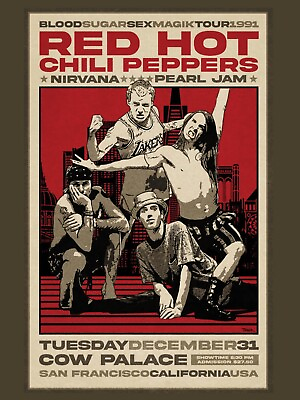 #ad Red Hot Chilli Peppers 1991 Tour Concert Poster Music 18quot;X24quot; Free Shipping $9.97