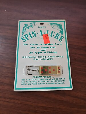 #ad NOS new on card Vintage Jakes Spin A Lure Fishing Lure Sheridan Wyoming $6.00