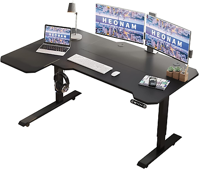 #ad 59#x27;#x27; L Shaped Height Adjustable Standing Desk Electric Stand up Computer Table $271.99