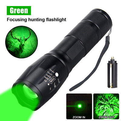 #ad 800Yards Green Light LED Flashlight 5 Mode Rechargeable Zoom Coyote Varmint Hunt $7.99