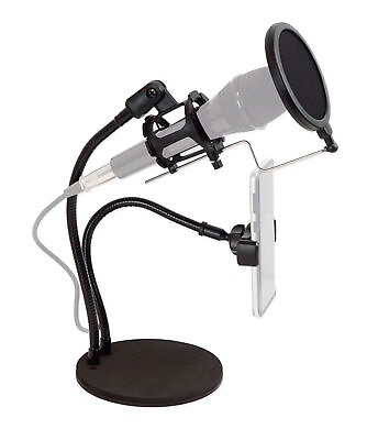 #ad Technical Pro Broadcast Podcast Podcasting Desk Stand w Phone Mic Holders $23.95