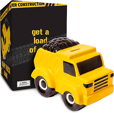 #ad Hapinest Ceramic Construction Dump Truck Piggy Bank for Boys $22.58