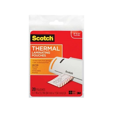 #ad Scotch Thermal Pouches TP5902 20 for items ups to 3.70 in x 5.27 in 100EA $275.47