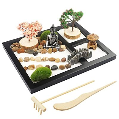 #ad Japanese Zen Garden for Desk Sakura Budah 9quot; x 7quot; Desktop Mini Zen Garden w... $38.16