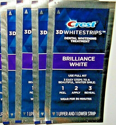 #ad Crest 3D BRILLIANCE WHITE Whitestrips Teeth Dental Whitening Strips Kit 4 Pouch $15.99