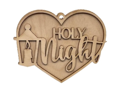 #ad Holy Night Christmas Ornament 2 Pieces Laser Cut Out Unfinished ORN149 $2.25