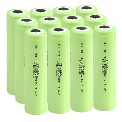 #ad 12PCS 1.2v 4 3A Rechargeable Battery 3800mAh NiMH Battery Flat Top for Lights $57.99