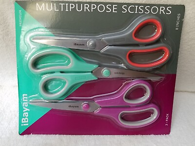 #ad NEW Scissors Shears 3 Pack Stainless Steel 8quot; Blade Crafts Sewing $9.99