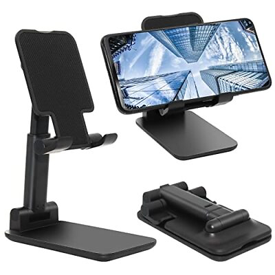 #ad Foldable Cellphone Stand Holder Adjustable Angle and Height for Desk Black $10.11