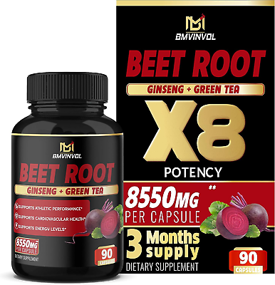 #ad Beet Root Extract Capsules 8550Mg Green Tea Red Spinach Ginseng New $20.82