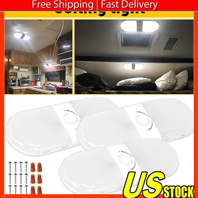 #ad 3pc RV Interior LED Switched Dimmable Ceiling Light Light Fixture Camper Trailer $45.99