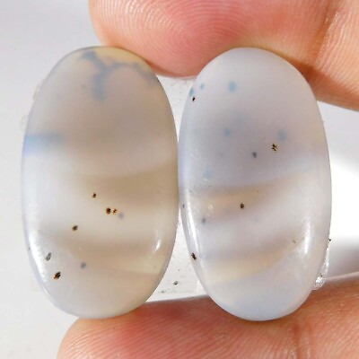 #ad Wholesale 38.20Cts. Natural Montana Agate Pair Oval Cabochon Loose Gemstone $7.51