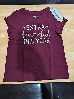 #ad cat amp; jack quot;extra thankful this yearquot; burgundy shirt sz 5t $7.87