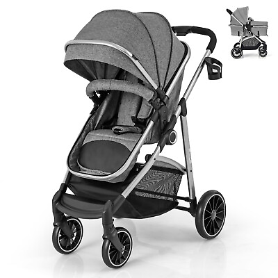 #ad 2 in 1 Convertible Baby Stroller High Landscape Infant Stroller Grey $169.98