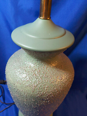 #ad Mid Century Modern Green Lamp CP 33 Ceramic Pottery Spackle Popcorn VTG Retro $36.60