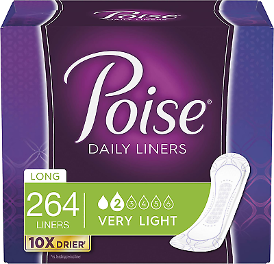 #ad Poise Daily Incontinence Panty Liners Very Light Absorbency Long 264 Count 6 $55.53