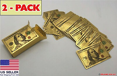 #ad 2 Decks Waterproof 24K Foil Playing Cards Collection Gold Diamond Poker Game $11.50