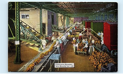 #ad *Banana Factory Workers Scene New Orleans LA Kropp Linen Vintage Postcard C34 $6.74