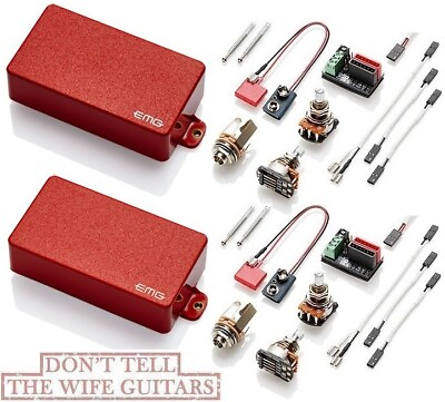 #ad EMG 81 60 Red Active Solderless Humbucker Pickup Set Short Shaft Pots amp; Wiring $210.00