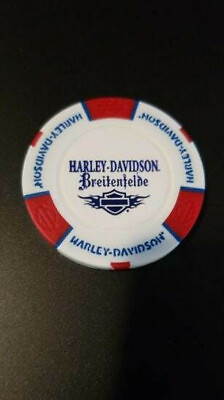 #ad HD BREITENFELDE Germany International Harley Poker Chip White Red Blue $8.99