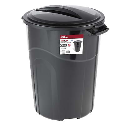 #ad 32 Gallon Heavy Duty Plastic Garbage Can Included Lid Indoor Outdoor Black $19.00